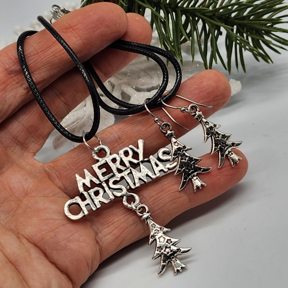 ❤️ Merry Christmas Jewelry Gifts Necklace Set Christmas Tree Earrings
